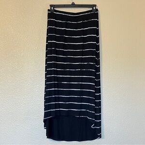 Apt. 9 Petite M Black w/ White Stripes High-Low Skirt